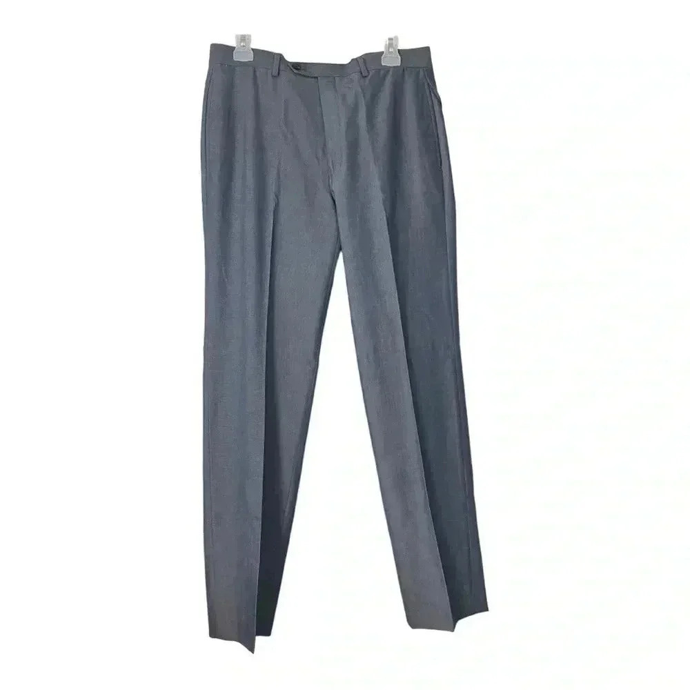 Lauren Ralph Lauren Flat Front Blue Gray Dress Pants Mens 32 x 32